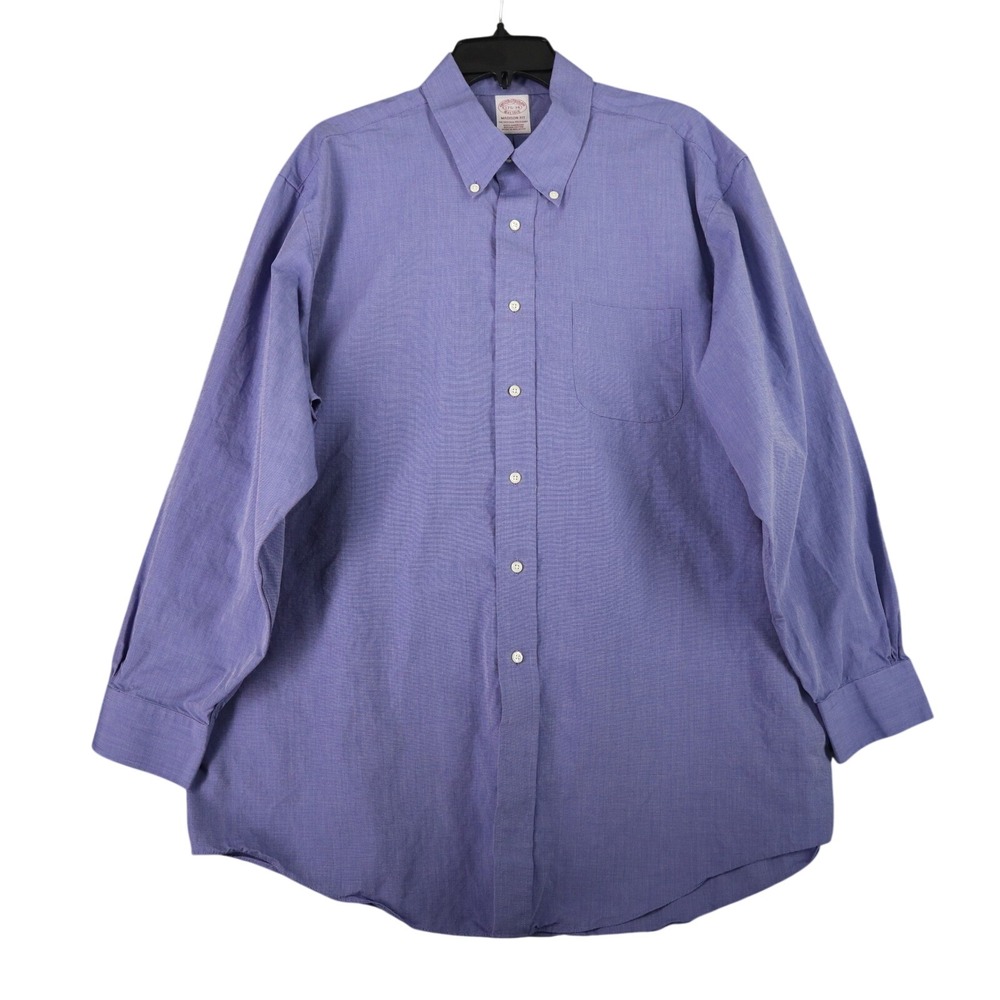 Brooks Brothers Dress Shirt Mens 17.5 Blue Supima Cotton Madison Fit Office